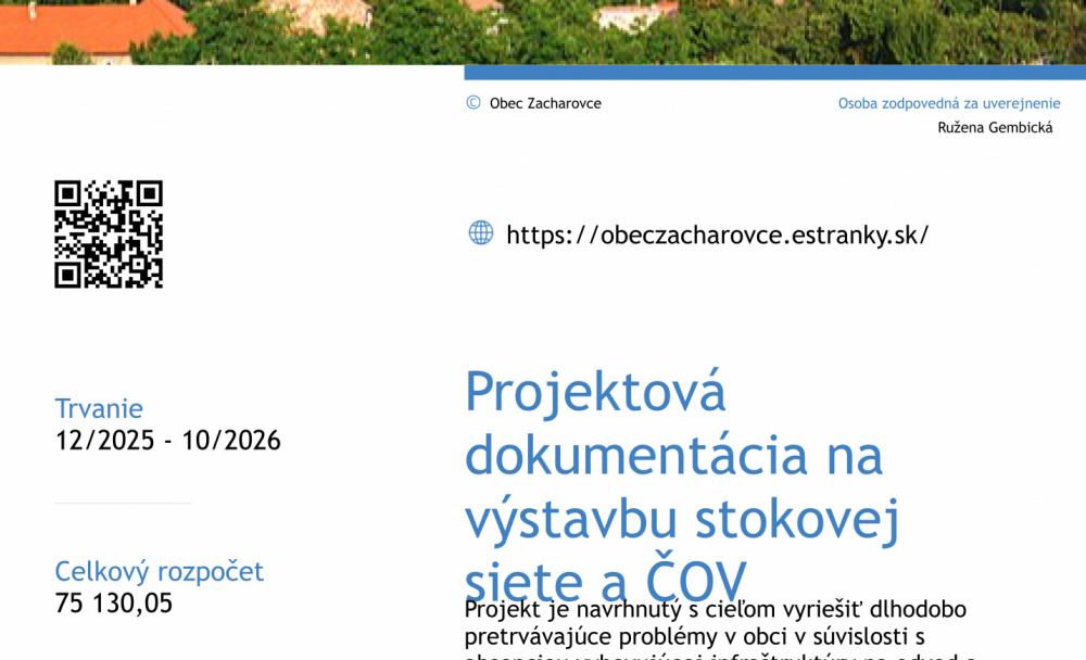Projektová dokumentácia na výstavbu stokovej  siete a ČOV